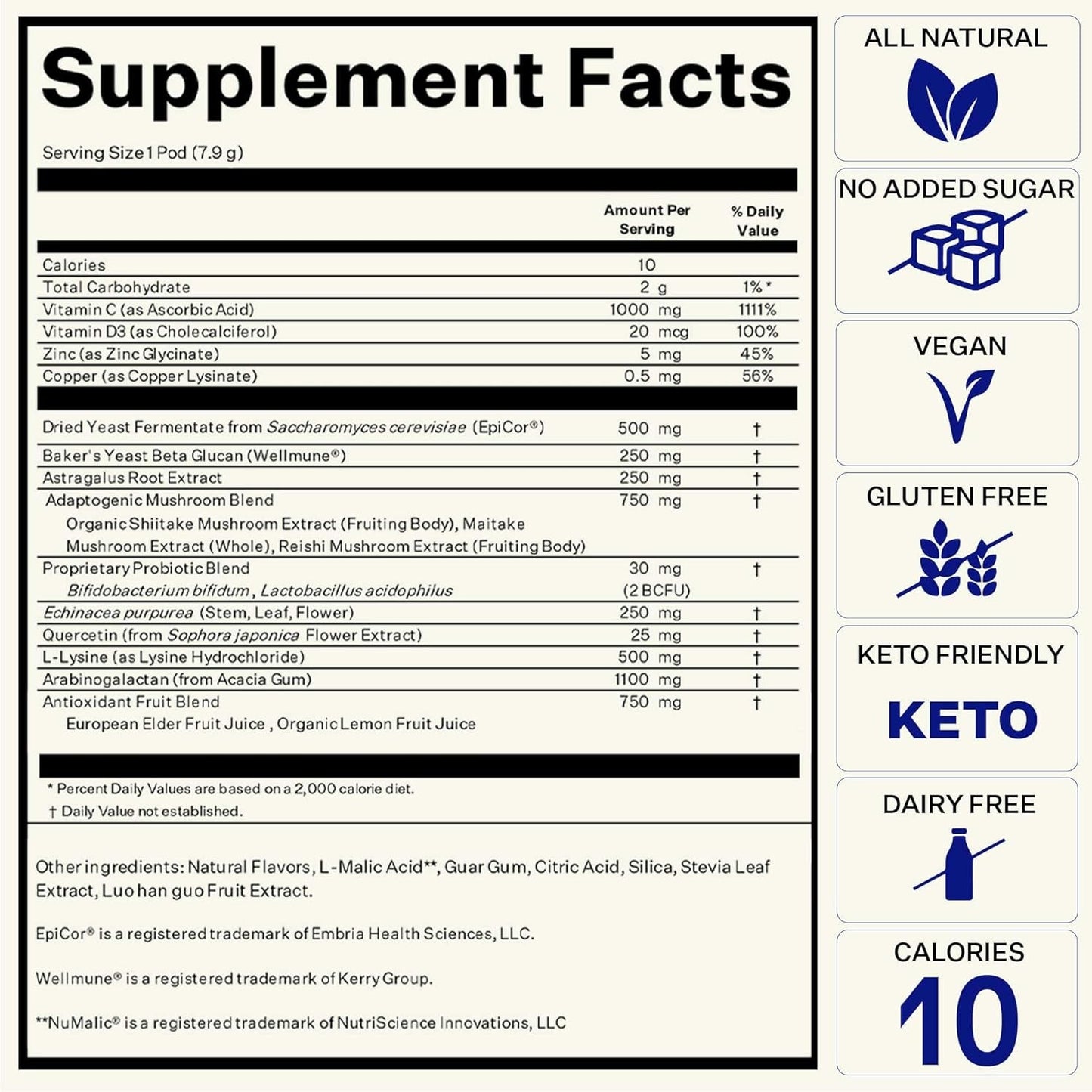 Blueshift Immune Ultra - 5-In-1 Immune Support Powder Drink Mix (14 Pack)