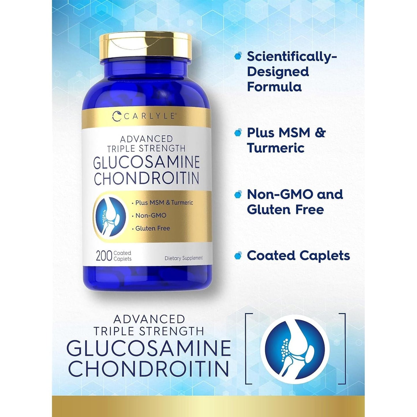 Carlyle Glucosamine Chondroitin MSM Turmeric | 4050 Mg | 200 Count 