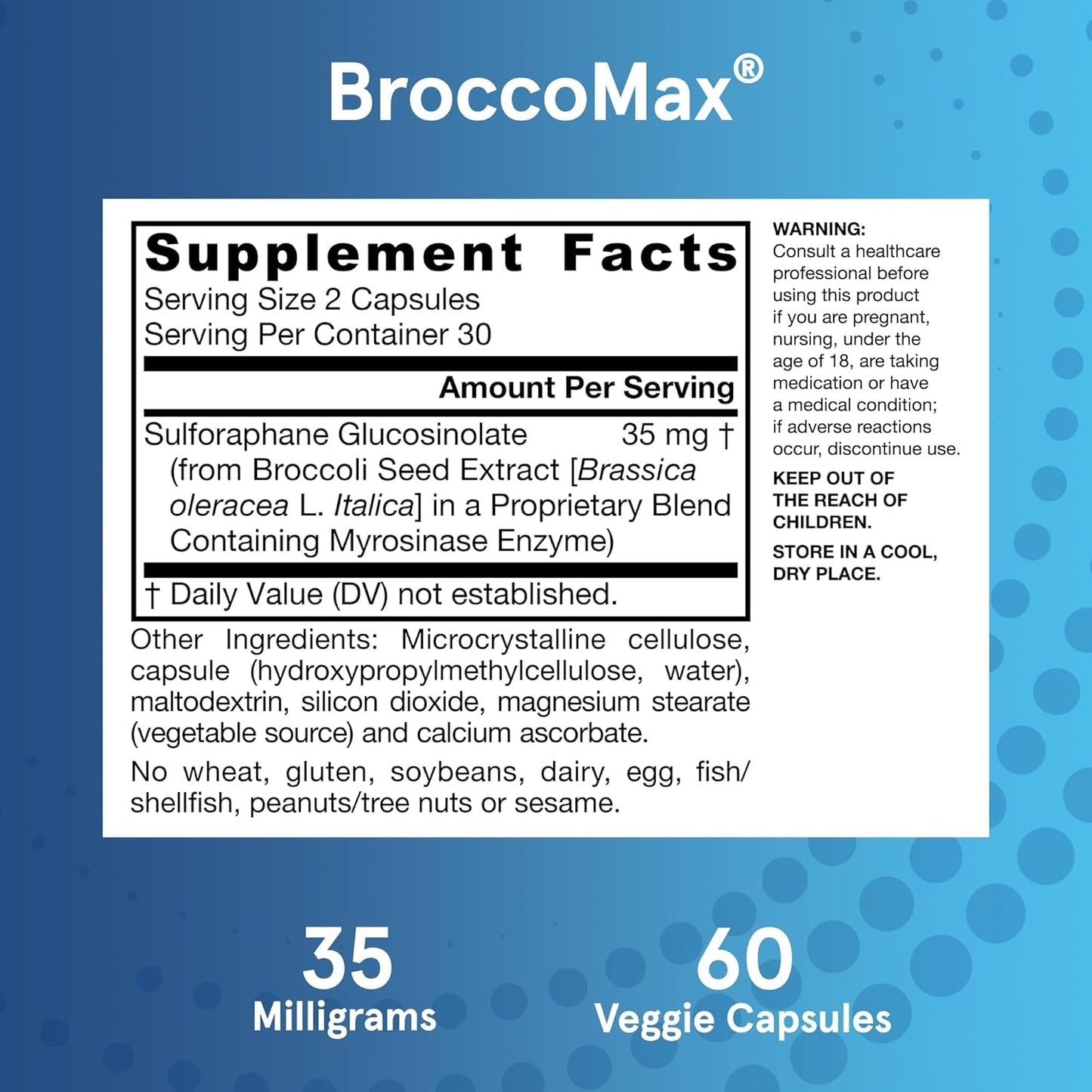 Jarrow Formulas Broccomax Sulforaphane Glucosinolate 35 MG, Supports Liver Health, 60 Capsules