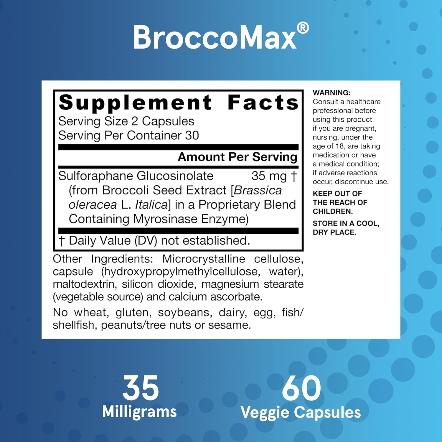 Jarrow Formulas Broccomax Sulforaphane Glucosinolate 35 MG, Supports Liver Health, 60 Capsules