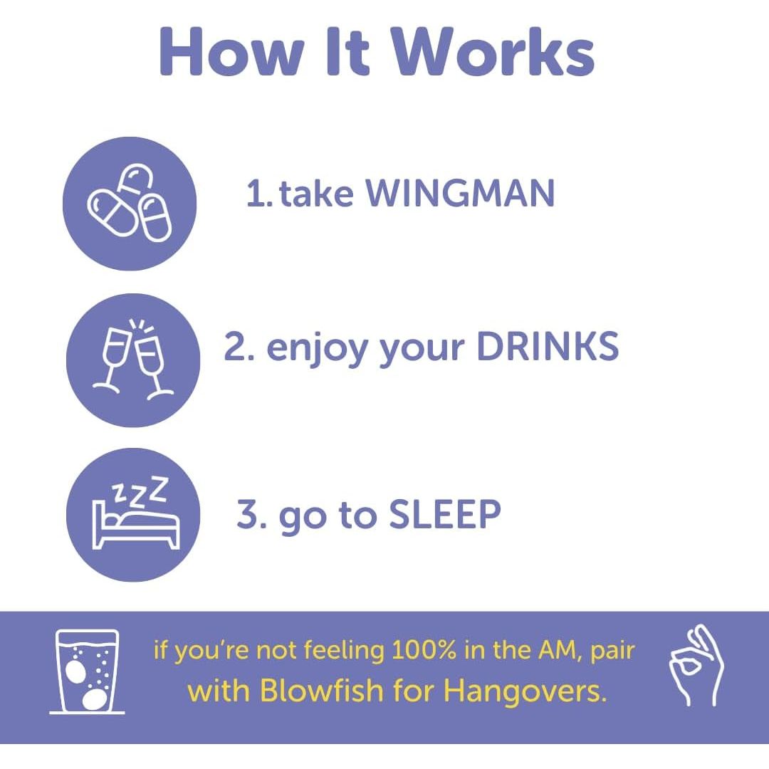 Blowfish Wingman | Feel Better after Drinking with DHM, L-Cysteine, & Electrolytes | Pre-Alcohol Liver Support & Hydration