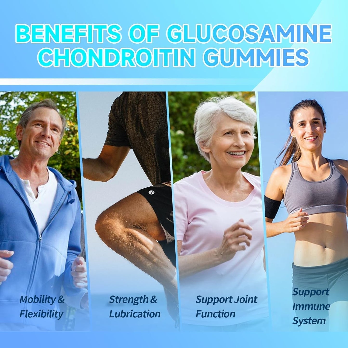 Glucosamine Chondroitin Gummies, Extra Strength Joint Support Supplement 60 Count