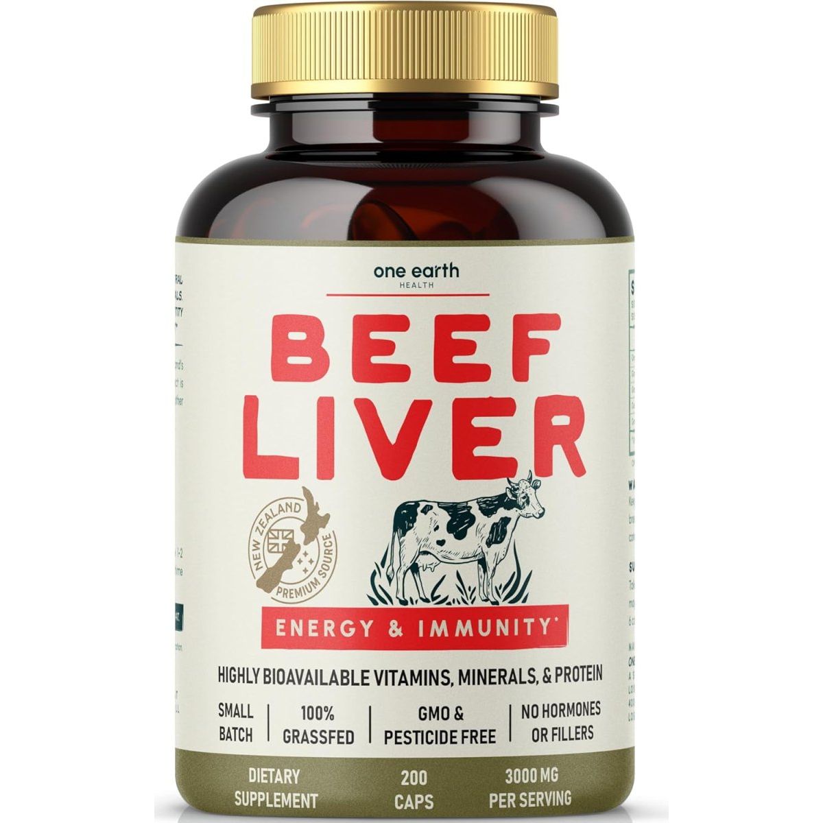 Beef Liver Capsules. 100% Grass Fed New Zealand Beef Liver 200 Capsules (3,000Mg Serving) - Suppviv