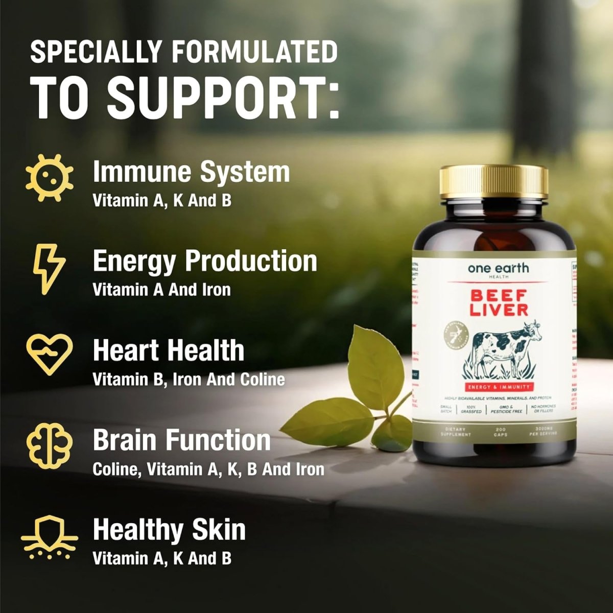 Beef Liver Capsules. 100% Grass Fed New Zealand Beef Liver 200 Capsules (3,000Mg Serving) - Suppviv