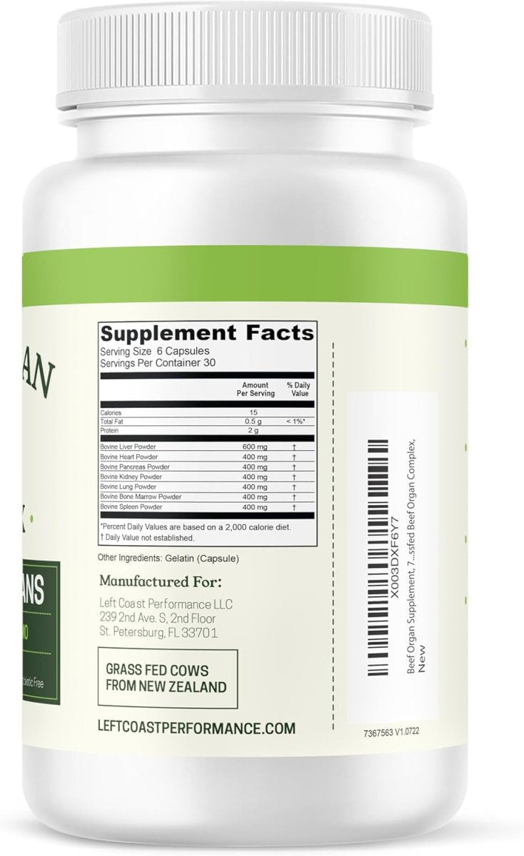 Beef Organ Supplement Grass Fed - 7 Beef Organs Complex from New Zealand - Suppviv