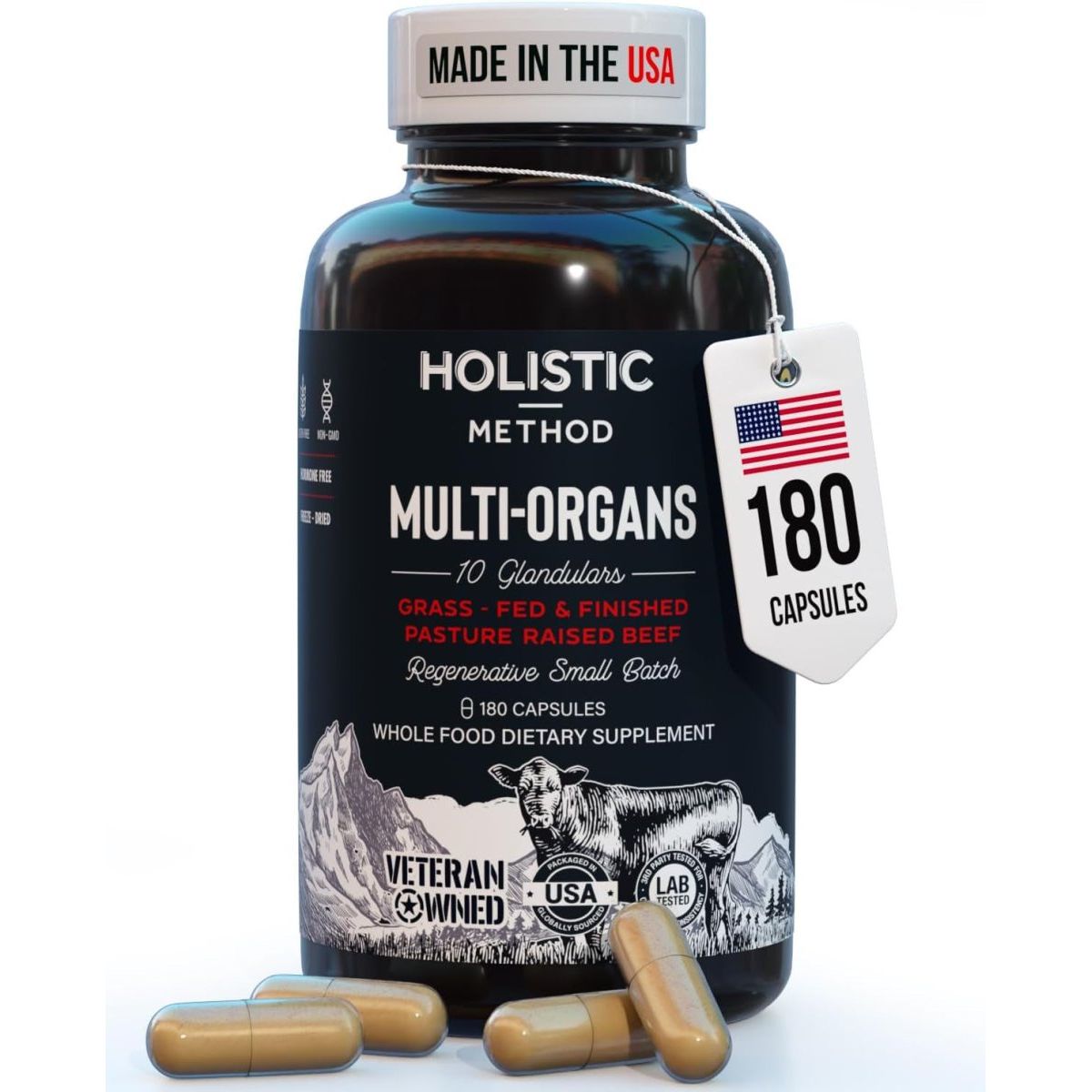 Beef Organ Supplement Grass Fed Complex for Men and Women - 180 Caps - Suppviv