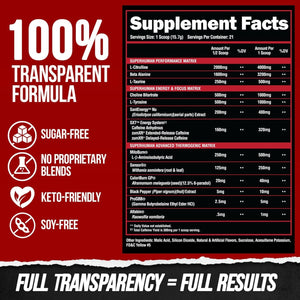 ALPHA LION Superhuman Burn 2-In-1 Metabolism Booster Pre Workout (21 Servings, Sweet Black Cherry Flavor)