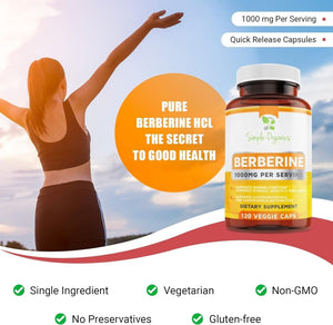 Berberine 500Mg Supports Healthy Immune Function, Anti - Oxidant 120 Capsules (1000Mg per Serving) - Suppviv