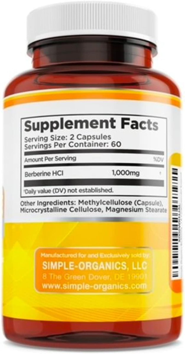 Berberine 500Mg Supports Healthy Immune Function, Anti - Oxidant 120 Capsules (1000Mg per Serving) - Suppviv