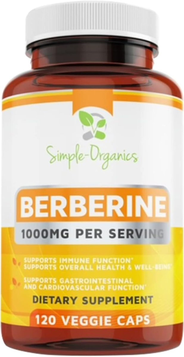 Berberine 500Mg Supports Healthy Immune Function, Anti - Oxidant 120 Capsules (1000Mg per Serving) - Suppviv