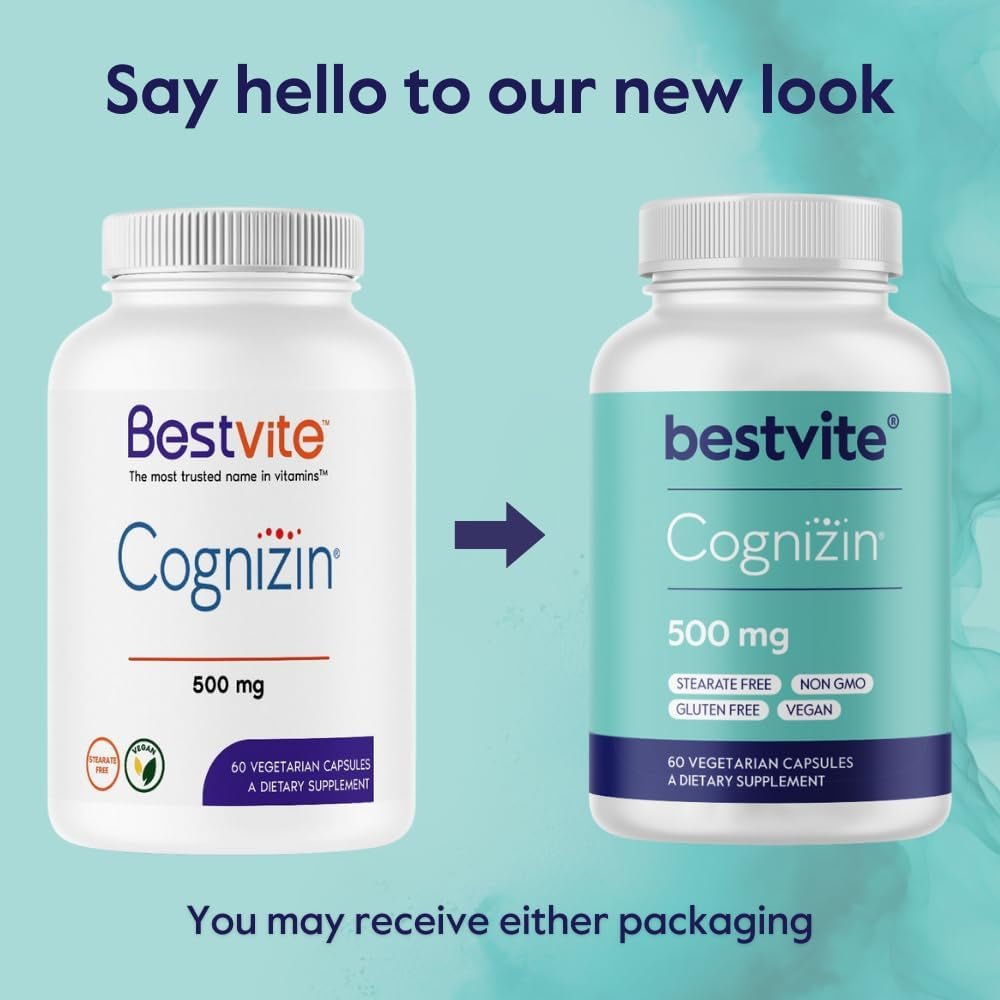 BESTVITE Cognizin 500Mg (60 Vegetarian Capsules) - Brain Supplements for Memory and Focus - Suppviv