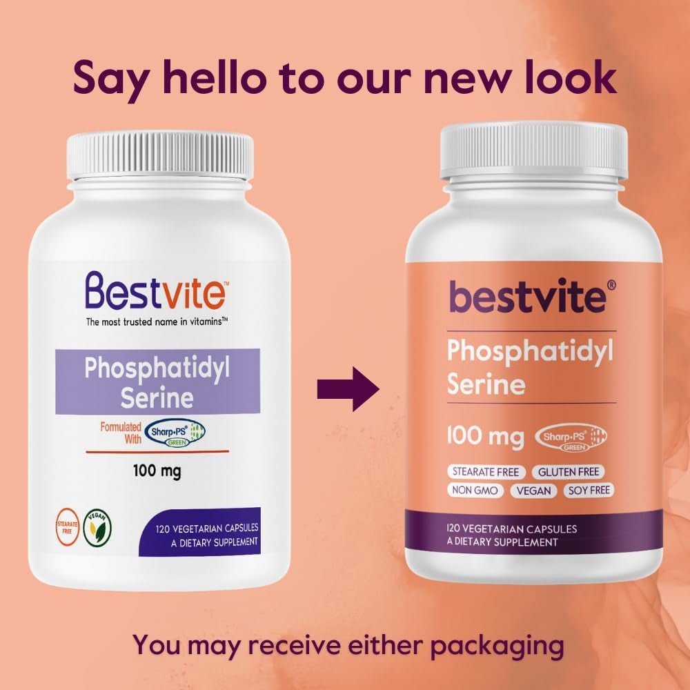 BESTVITE Phosphatidylserine 100Mg per Capsule (120 Vegetarian Capsules) with Sharp - Ps® Green - Suppviv