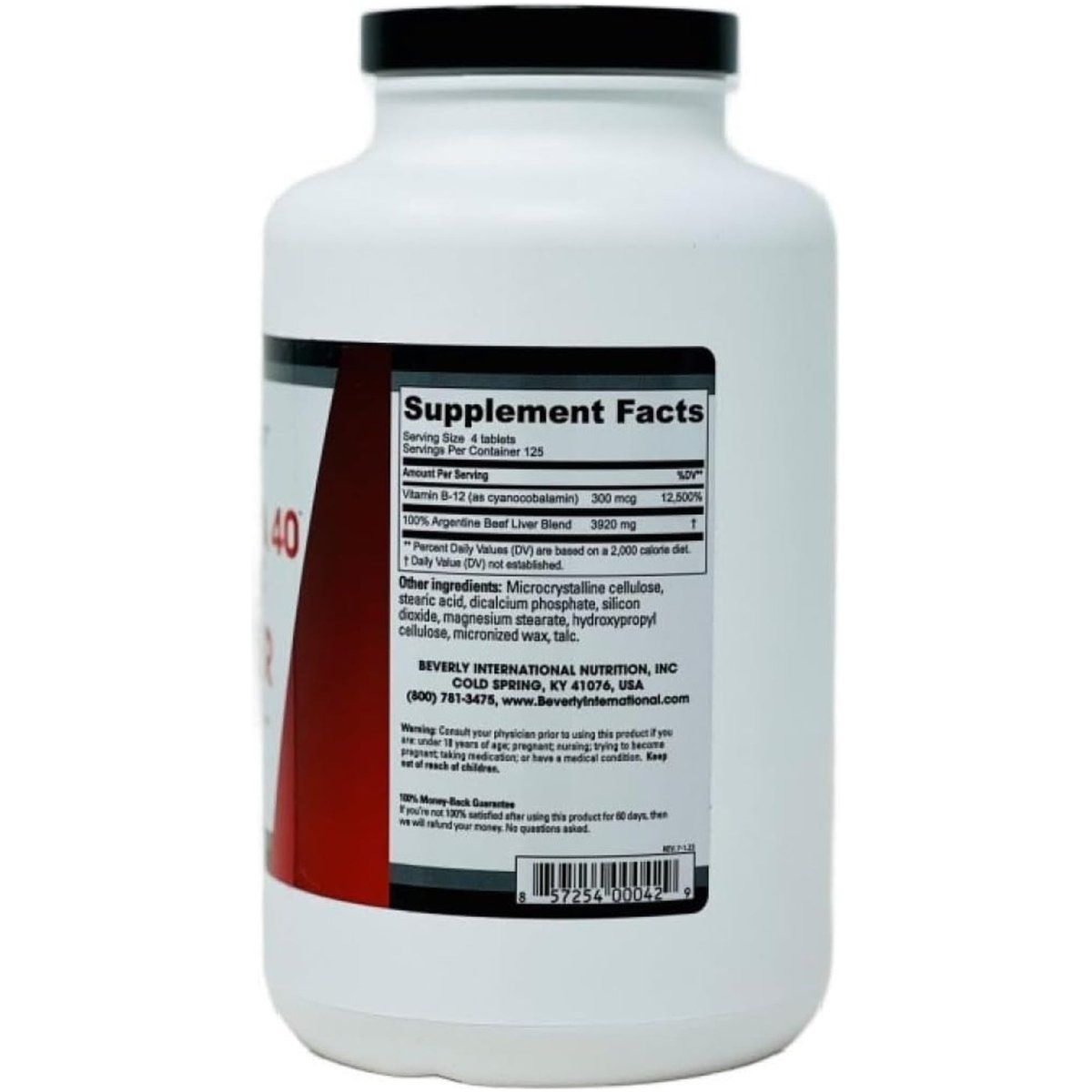 Beverly International Ultra 40 Grass Fed Desiccated Beef Liver, 500 Tab. - Suppviv