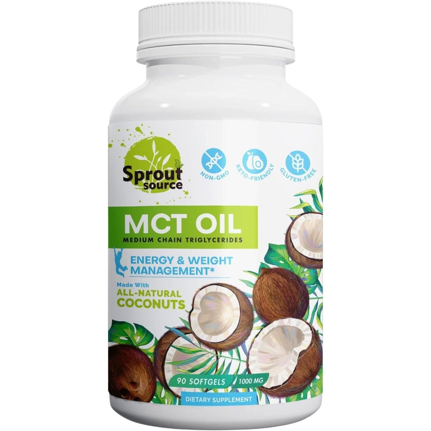 Keto MCT Oil Softgels Premium C8 & C10 Blend for Sustained Energy and Weight Management, 90 Softgels/1000Mg