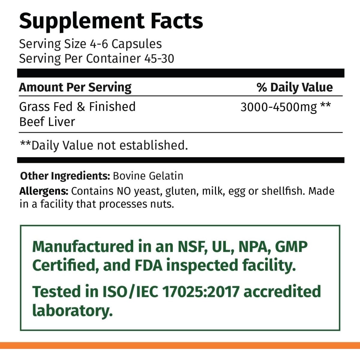 BIG FARMER Beef Liver - 180 Capsules - 100% Grass Fed & Finished Beef Liver - Suppviv