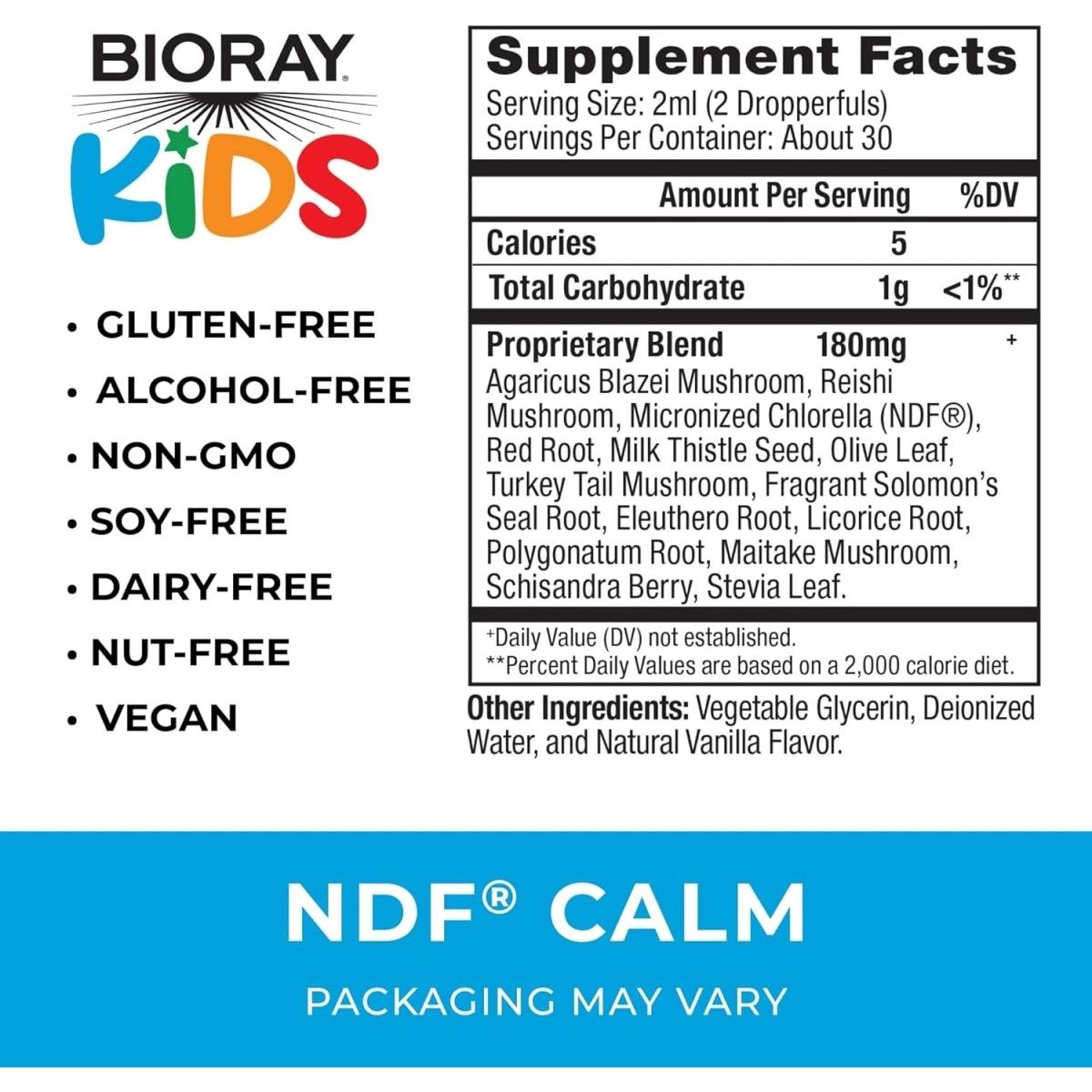 BIORAY Kids NDF Calm, Vanilla - 2 Fl Oz - Nourish the Liver & Remove Toxins - 1 - 2 Month Supply - Suppviv