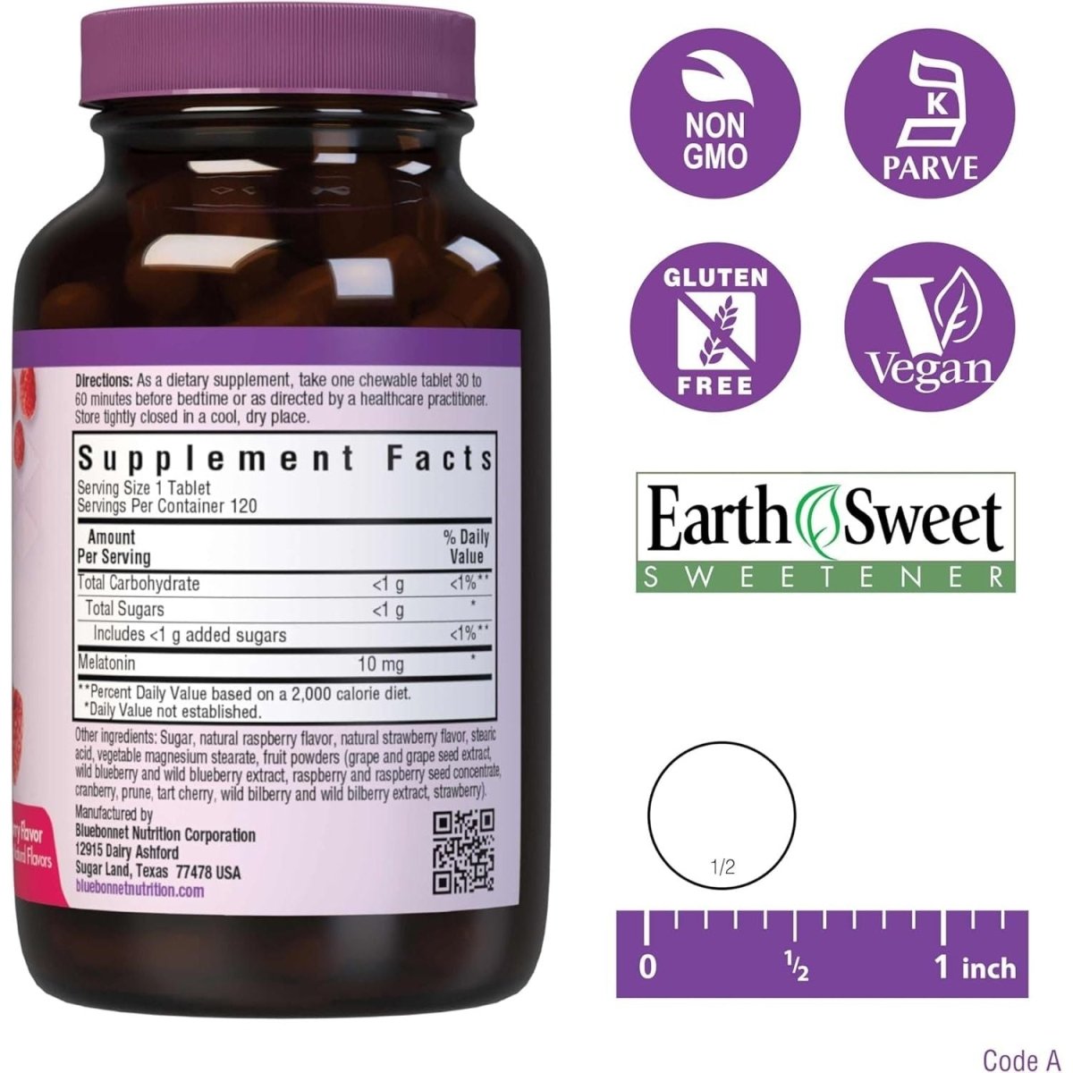 Bluebonnet Nutrition Earthsweet Melatonin 10 Mg - Sleep Aid 120 Tablets - Suppviv
