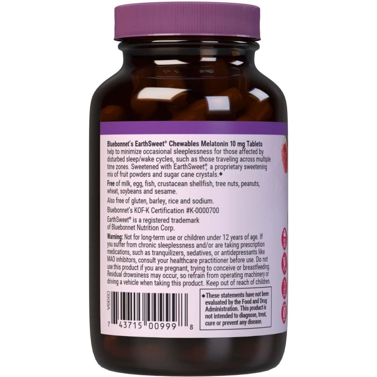 Bluebonnet Nutrition Earthsweet Melatonin 10 Mg - Sleep Aid 120 Tablets - Suppviv