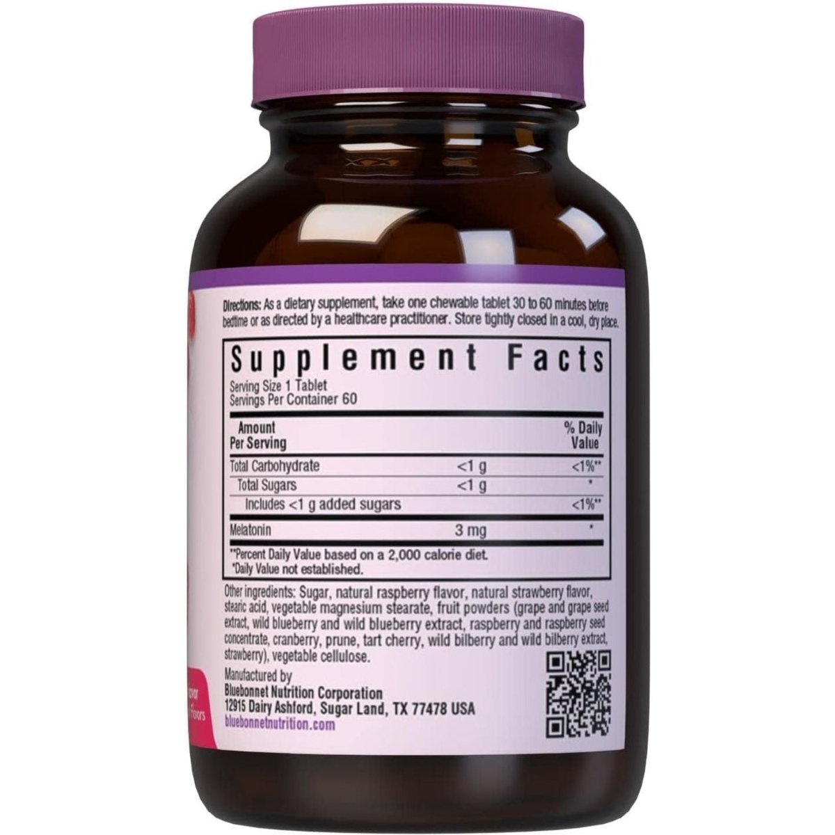 Bluebonnet Nutrition Earthsweet Melatonin 3 Mg - Relaxation & Restful Sleep Support 60 Tablets - Suppviv