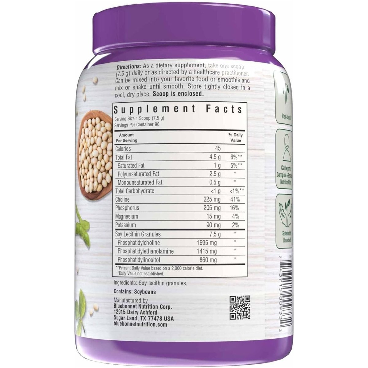 Bluebonnet Nutrition Super Earth Lecithin Granules, 25.4 Oz, 96 Servings - Suppviv