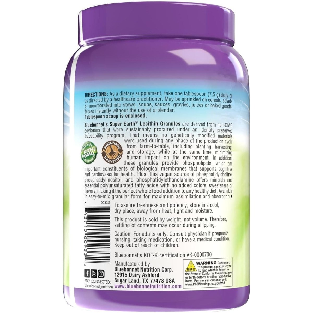 Bluebonnet Nutrition Super Earth Lecithin Granules, 25.4 Oz, 96 Servings - Suppviv