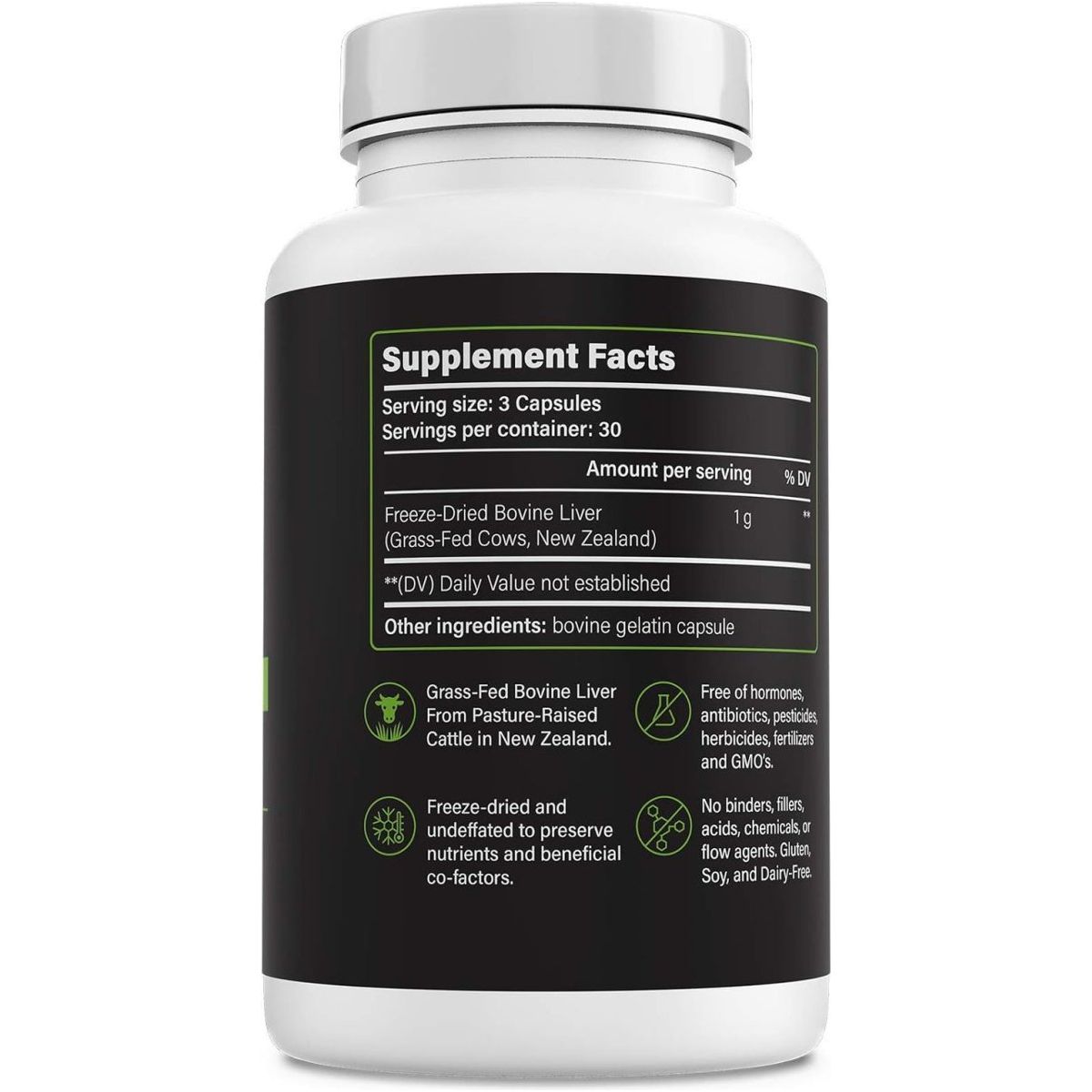 Bovine Liver: Grass Fed Beef Liver 90 Capsules 1 PACK - Suppviv