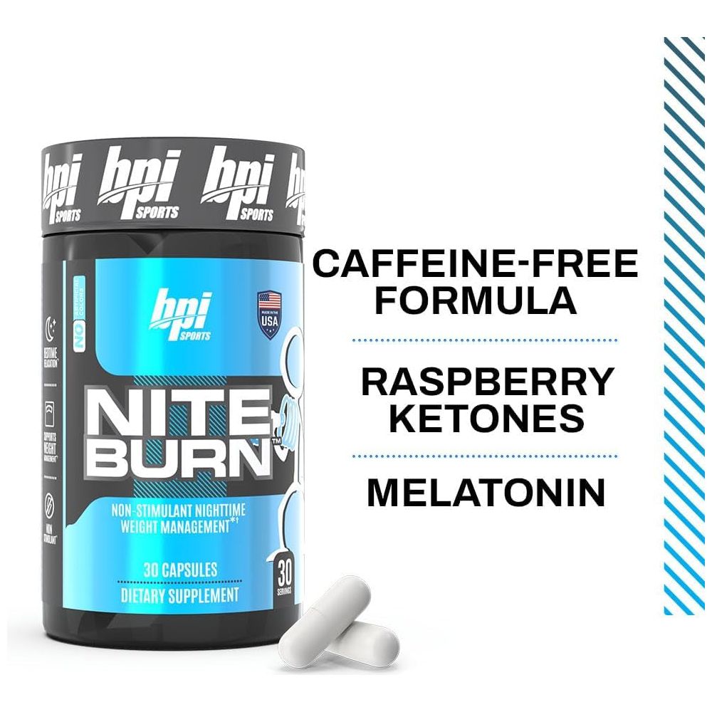 BPI Sports Nite Burn – Nighttime Fat Burner & Sleep Support – 30 Servings – 640Mg, Capsule - Suppviv