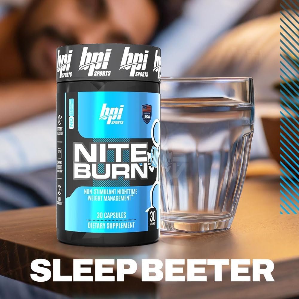 BPI Sports Nite Burn – Nighttime Fat Burner & Sleep Support – 30 Servings – 640Mg, Capsule - Suppviv