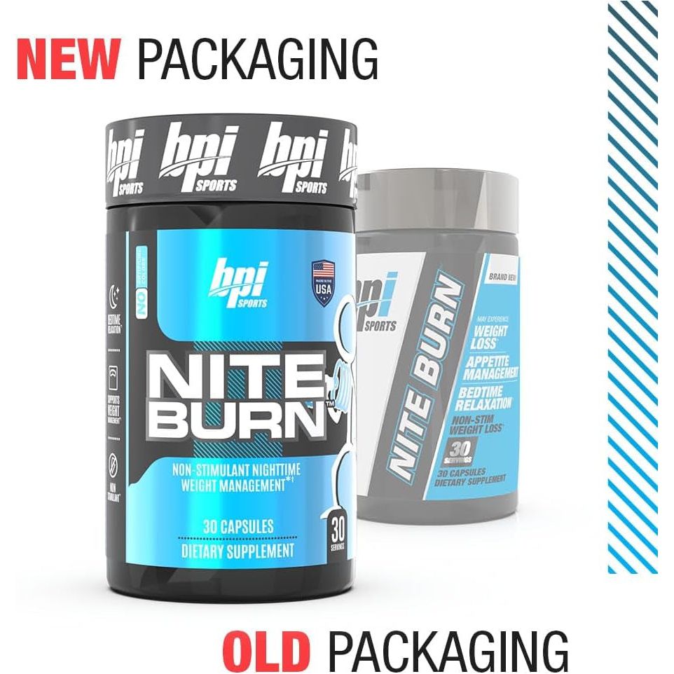 BPI Sports Nite Burn – Nighttime Fat Burner & Sleep Support – 30 Servings – 640Mg, Capsule - Suppviv