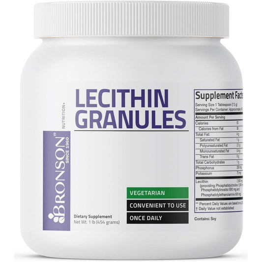 Bronson Lecithin Granules (Powder) 7500 MG, 1 Lbs (454 Grams, or 16 Ounces) - Suppviv