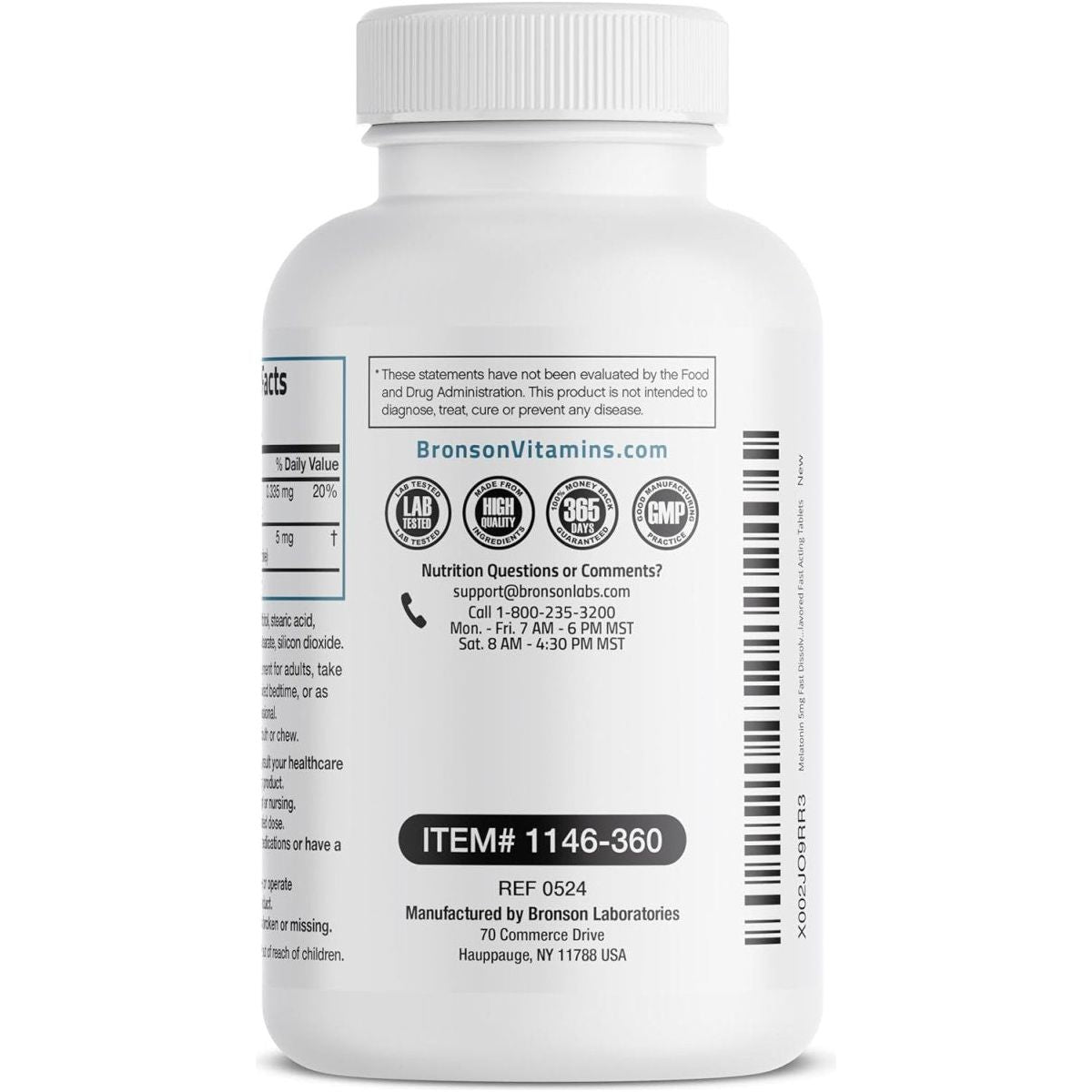 Bronson Melatonin 5Mg Fast Dissolve Peppermint Tablets 360 Vegetarian Chewable Lozenges - Suppviv