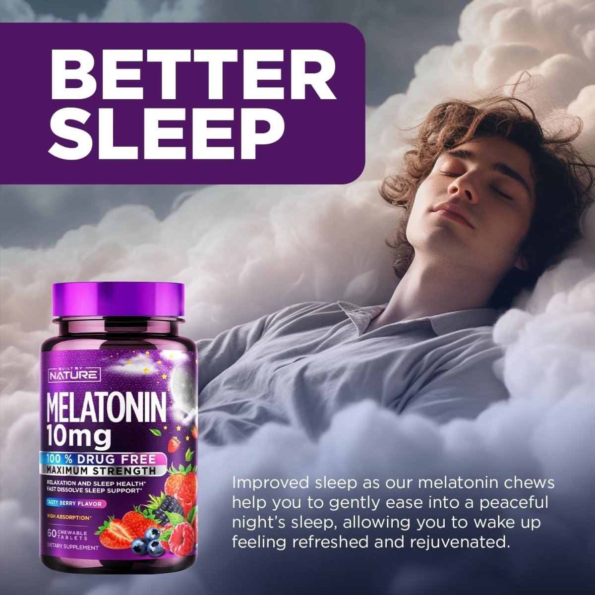 Built by Nature Melatonin 10Mg Chewables - Suppviv