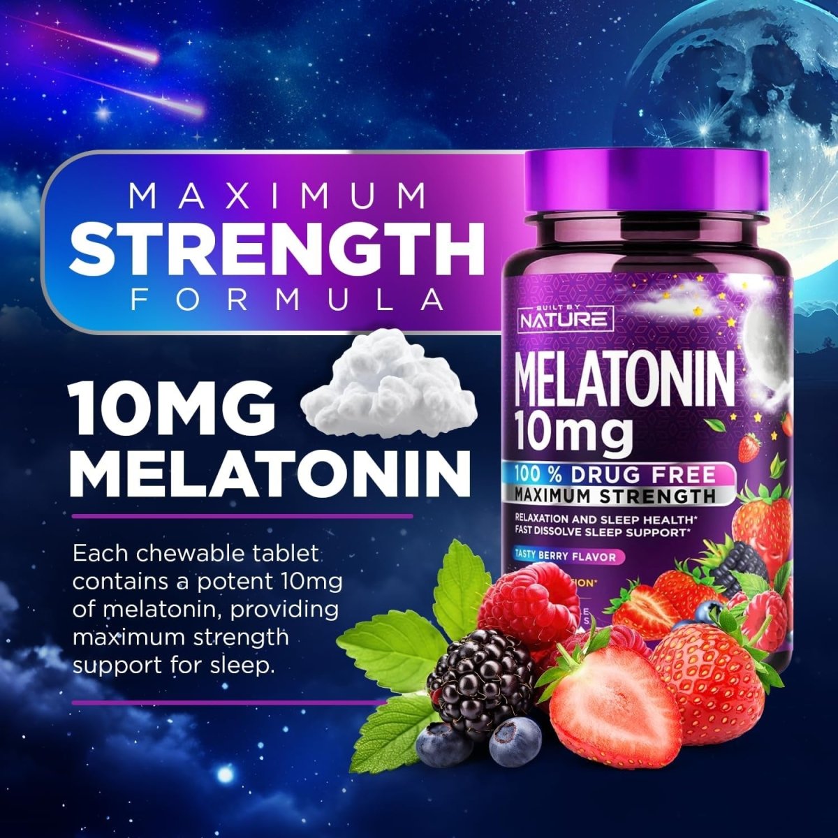 Built by Nature Melatonin 10Mg Chewables - Suppviv