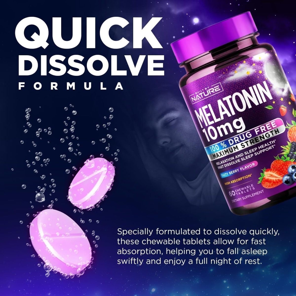 Built by Nature Melatonin 10Mg Chewables - Suppviv