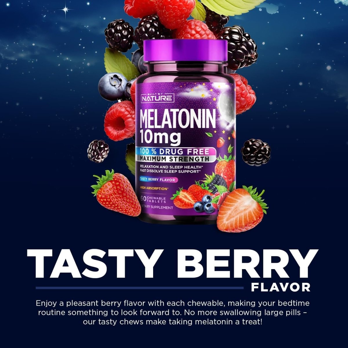 Built by Nature Melatonin 10Mg Chewables - Suppviv