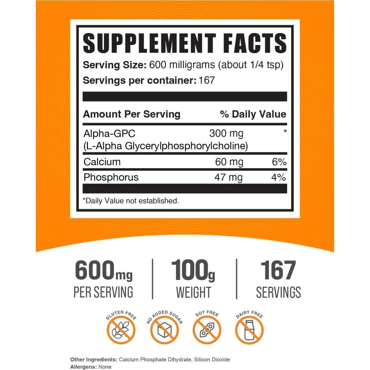 Bulksupplements.Com Alpha GPC Powder - Brain Supplements - Gluten Free, 600Mg per Serving, 100G (3.5 Oz) - Suppviv