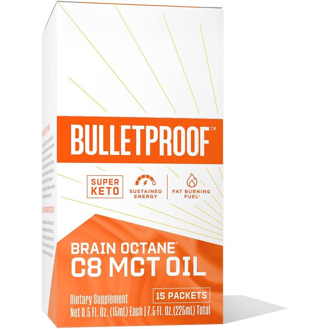 Bulletproof Brain Octane C8 MCT Oil Packets, Pack of 15, Keto Supplement for Sustained Energy - Suppviv