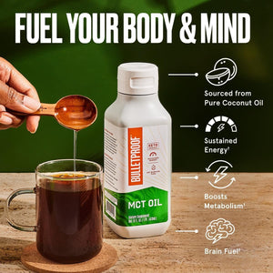 Bulletproof MCT Oil Made with C10 and C8 Oil, 16 Ounces, Keto Supplement for Sustained Energy - Suppviv