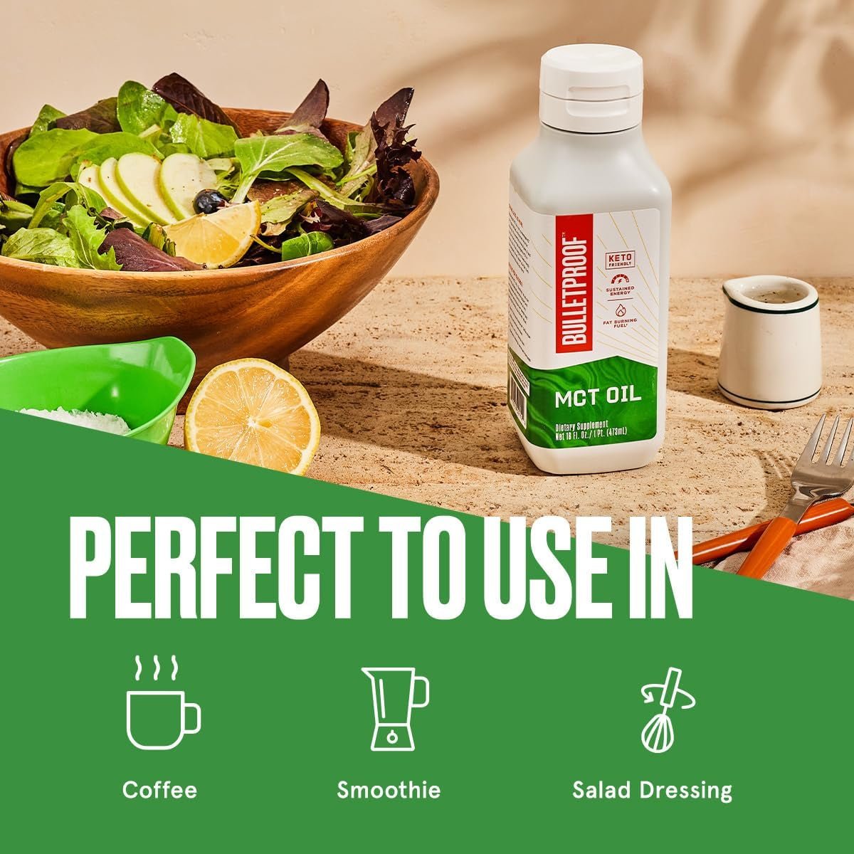 Bulletproof MCT Oil Made with C10 and C8 Oil, 16 Ounces, Keto Supplement for Sustained Energy - Suppviv