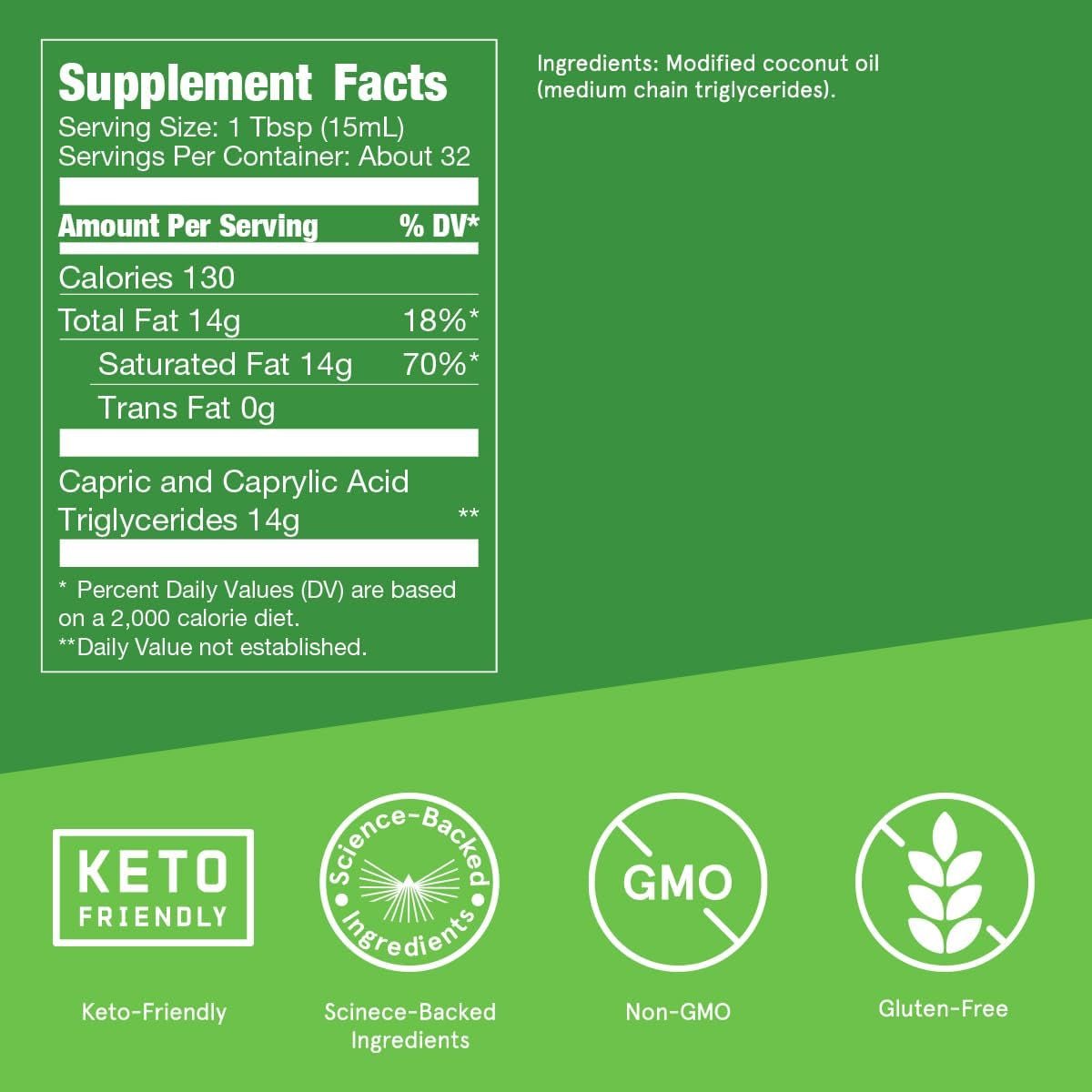 Bulletproof MCT Oil Made with C10 and C8 Oil, 16 Ounces, Keto Supplement for Sustained Energy - Suppviv