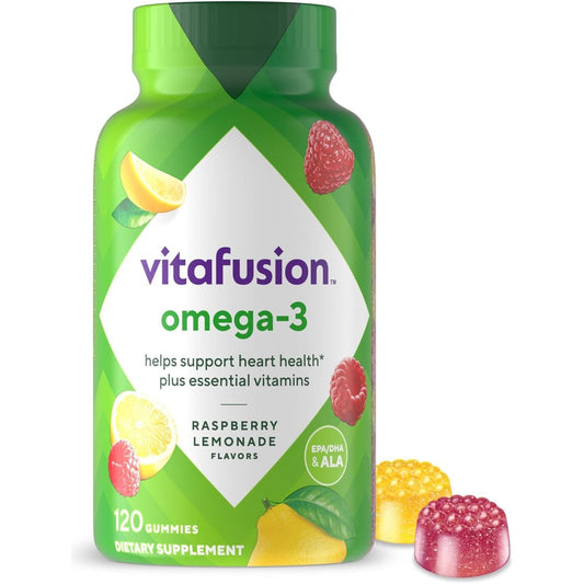 Vitafusion Omega-3 Gummy Vitamins, Berry Lemonade Flavored, Heart Health Vitamins 120 Count