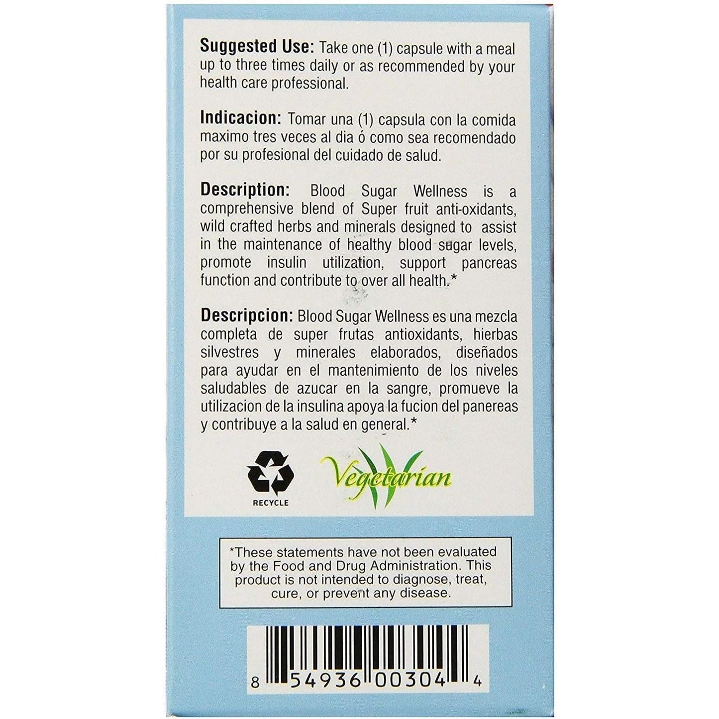 Bio Nutrition - Blood Sugar Wellness - 60 Vegetarian Capsules