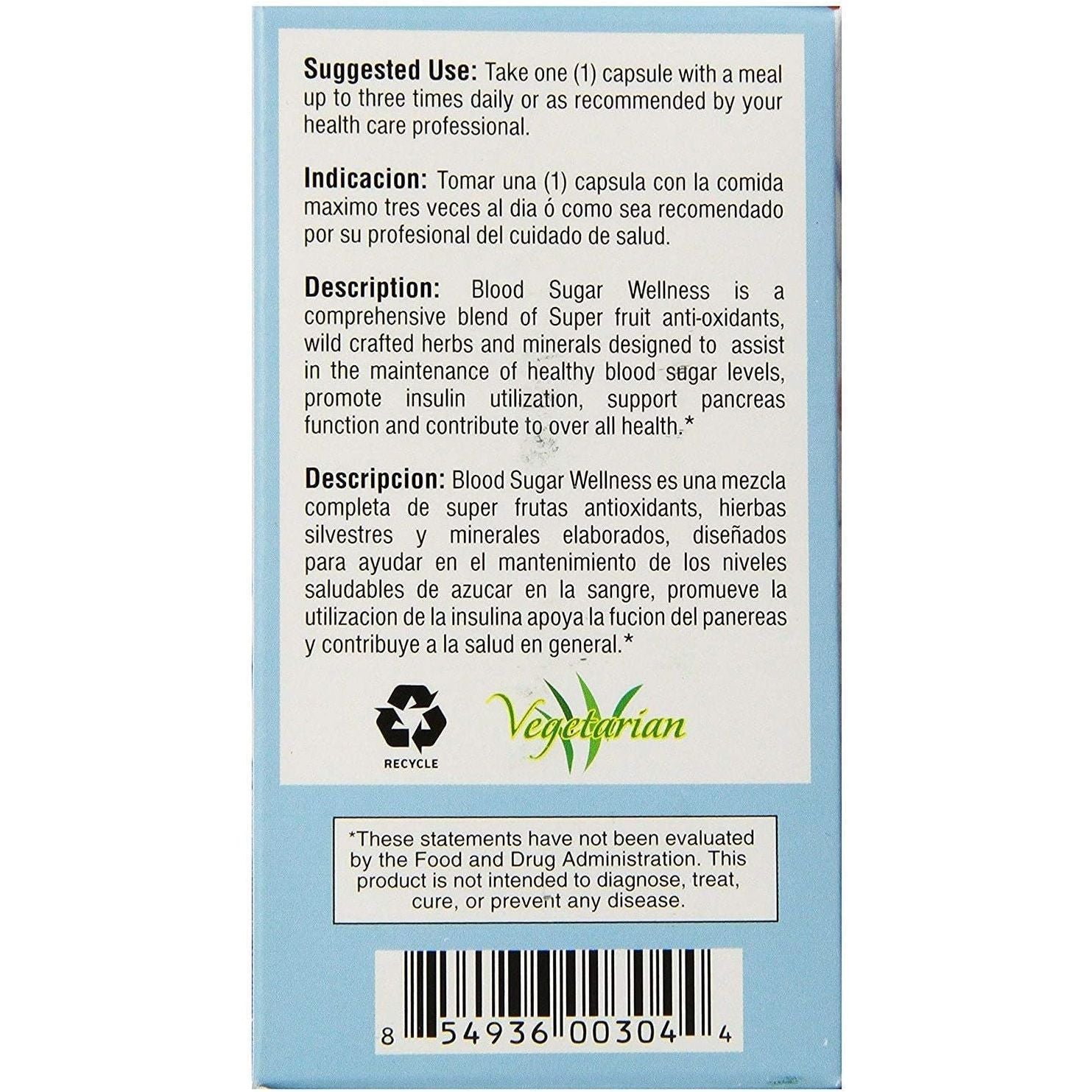 Bio Nutrition - Blood Sugar Wellness - 60 Vegetarian Capsules