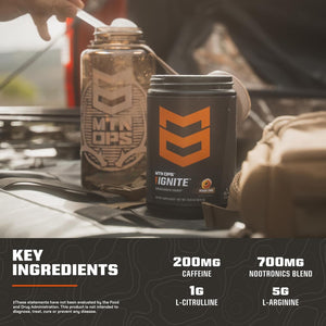 MTN OPS Ignite Supercharged Energy Drink Mix 45-Serving Tub, Tiger'S Blood