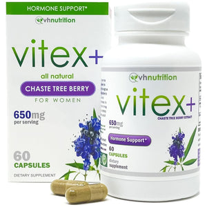 VH Nutrition VITEX+ | Vitex Chasteberry Supplement for Women - Hormonal Balance* and Fertility Support* 650Mg - 60 Capsules