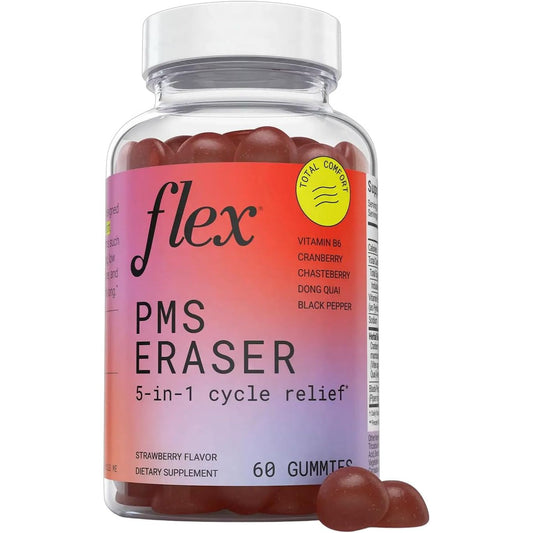 FLEX PMS Eraser - Relief Targets Cramping, Bloating, Mood, Fatigue, Helps PMS Symptoms  60 Gummies