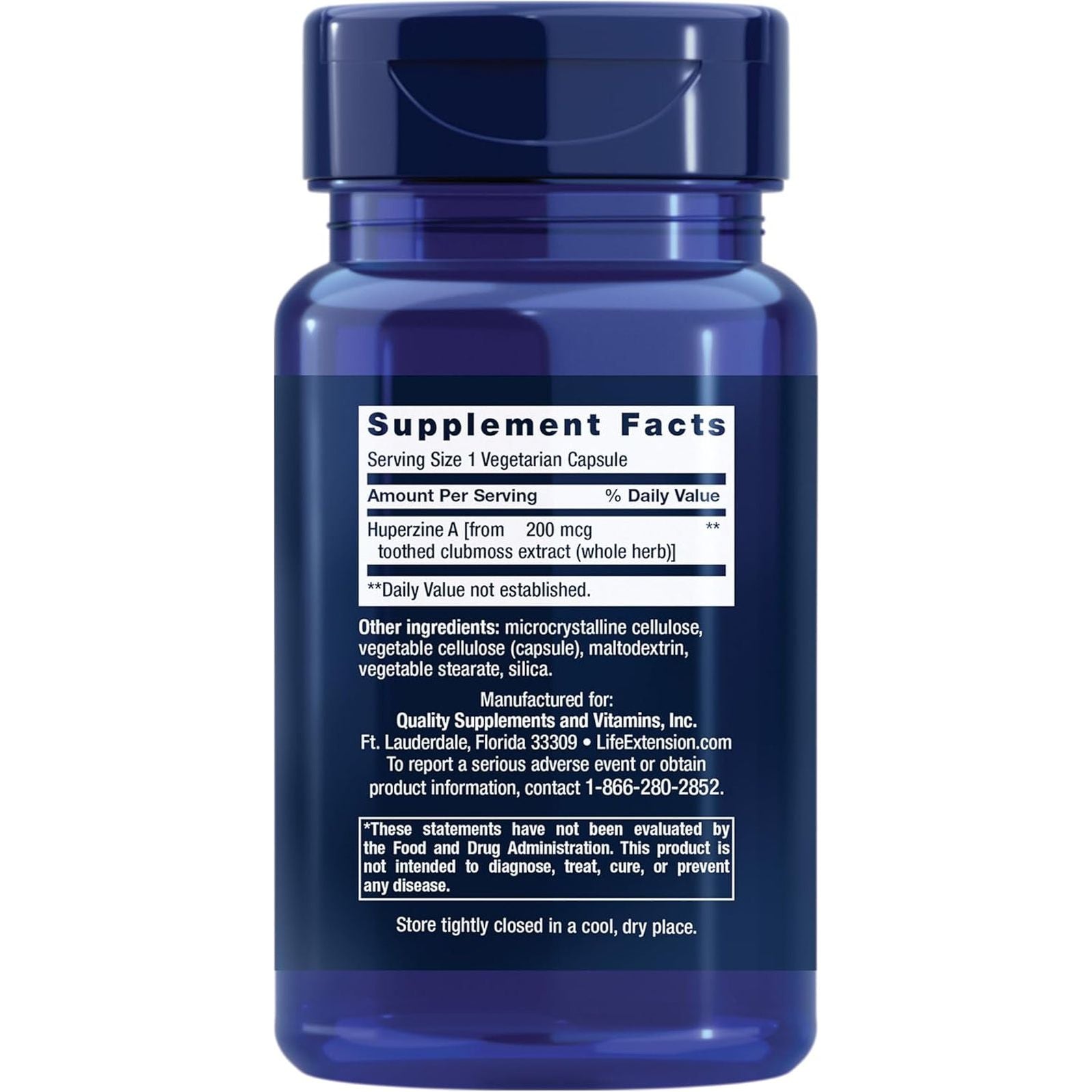 Life Extension Huperzine A, Memory Health, Cognitive Health, Chinese Club Moss Extract 60 Capsules