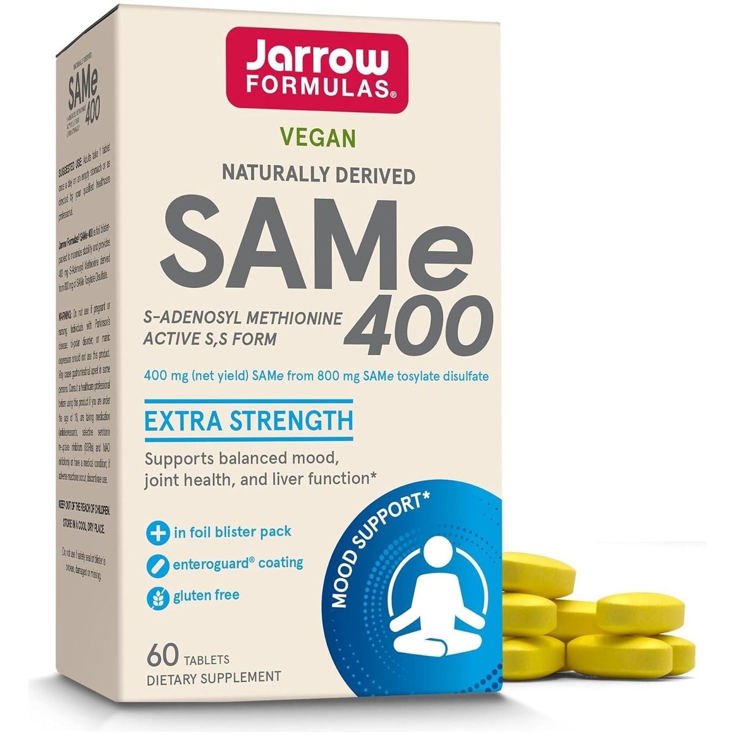 Jarrow Formulas Same 400 Mg, Supports Joint Health, Liver Function, Brain Metabolism, 60 Tablets