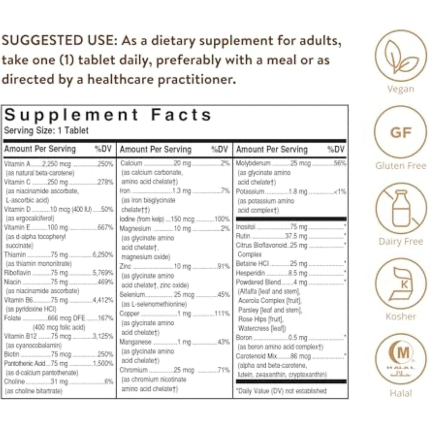 Solgar Formula VM-75, 90 Tablets - Multivitamin with Chelated Minerals - Vitamin A, B6, B12, C, D, E - Biotin, Magnesium, Calcium, Iron, Zinc, - Vegan, Gluten Free, Dairy Free, Kosher - 90 Servings
