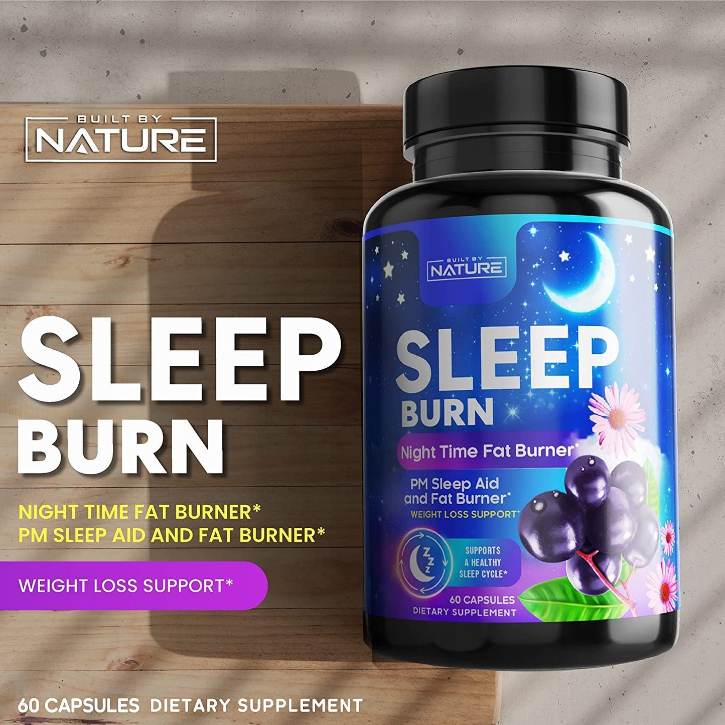 Night Time Fat Burner - Appetite Suppressant, Metabolism Booster and Sleep Support 60 Capsules